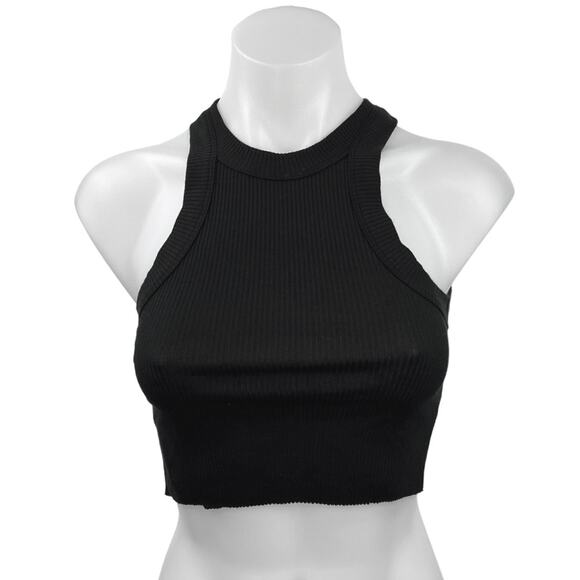 WSLY Black Pullover Sleeveless Crew Neck Stretch Activewear Sports Bra Top Sz XS - Picture 1 of 4